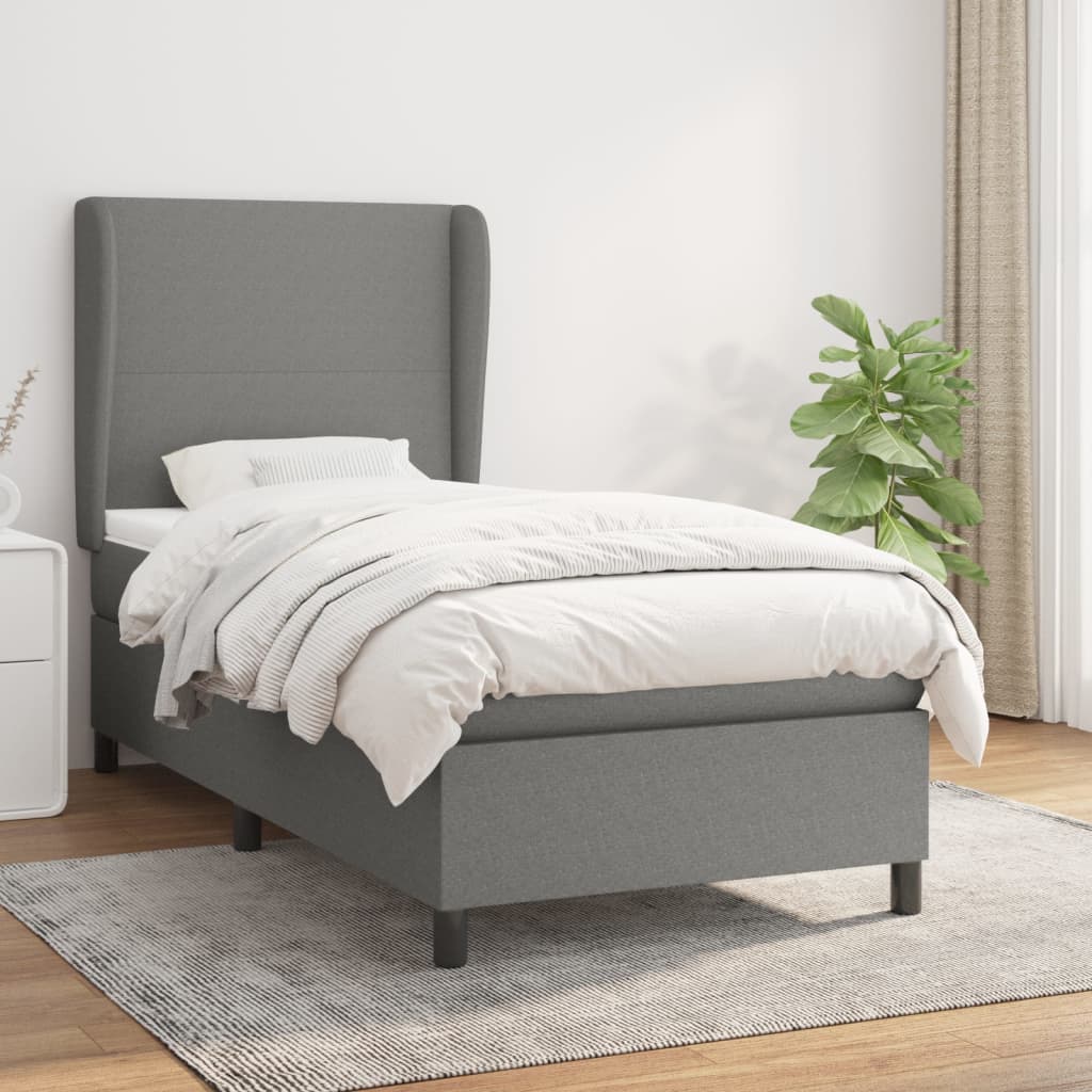 Sommier à lattes de lit avec matelas Gris foncé 100x200cm Tissu - XIOS