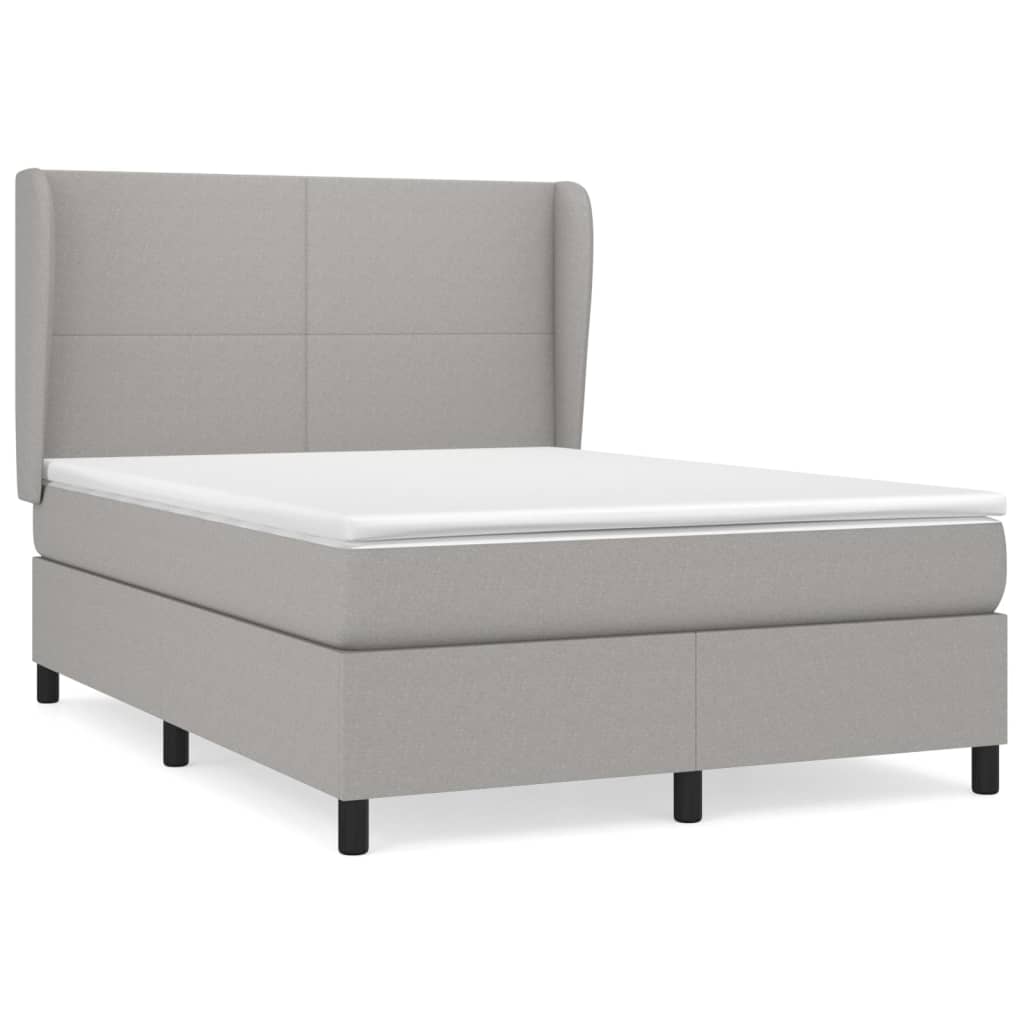 Sommier à lattes de lit avec matelas Gris clair 140x190cm Tissu - XIOS