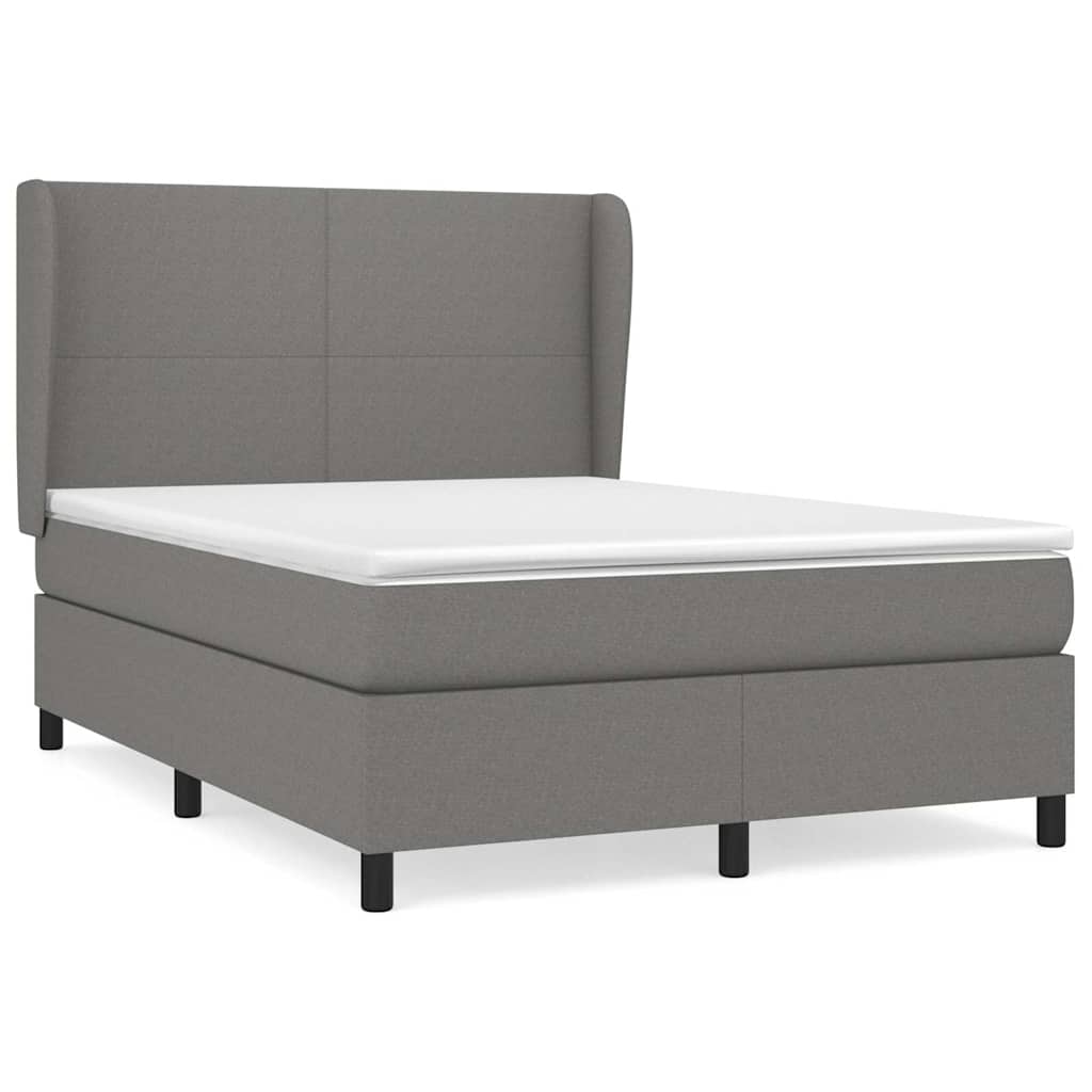 Sommier à lattes de lit avec matelas Gris foncé 140x190cm Tissu