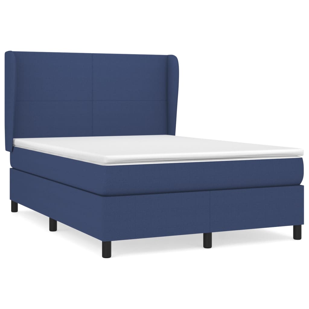 Sommier à lattes de lit avec matelas Bleu 140x190 cm Tissu