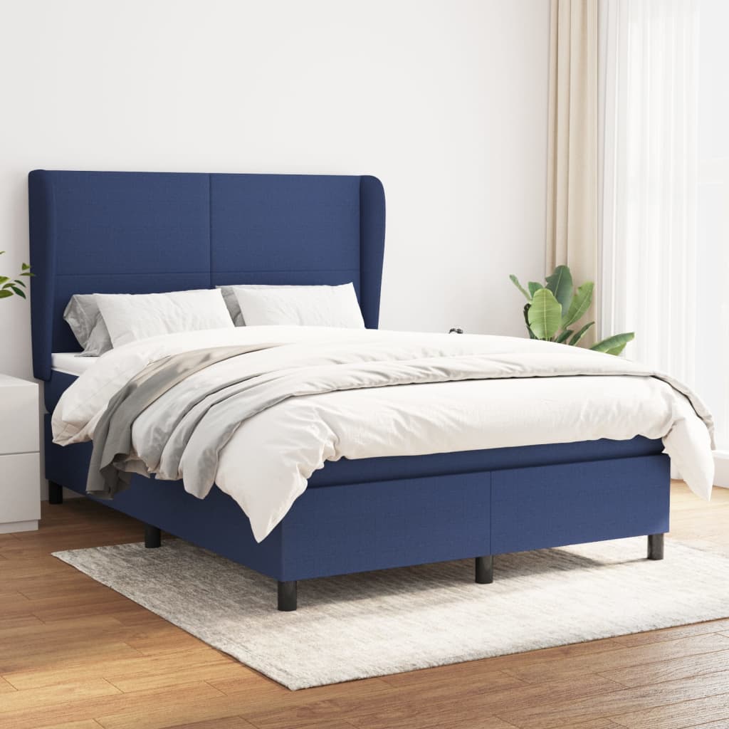 Sommier à lattes de lit avec matelas Bleu 140x190 cm Tissu - XIOS