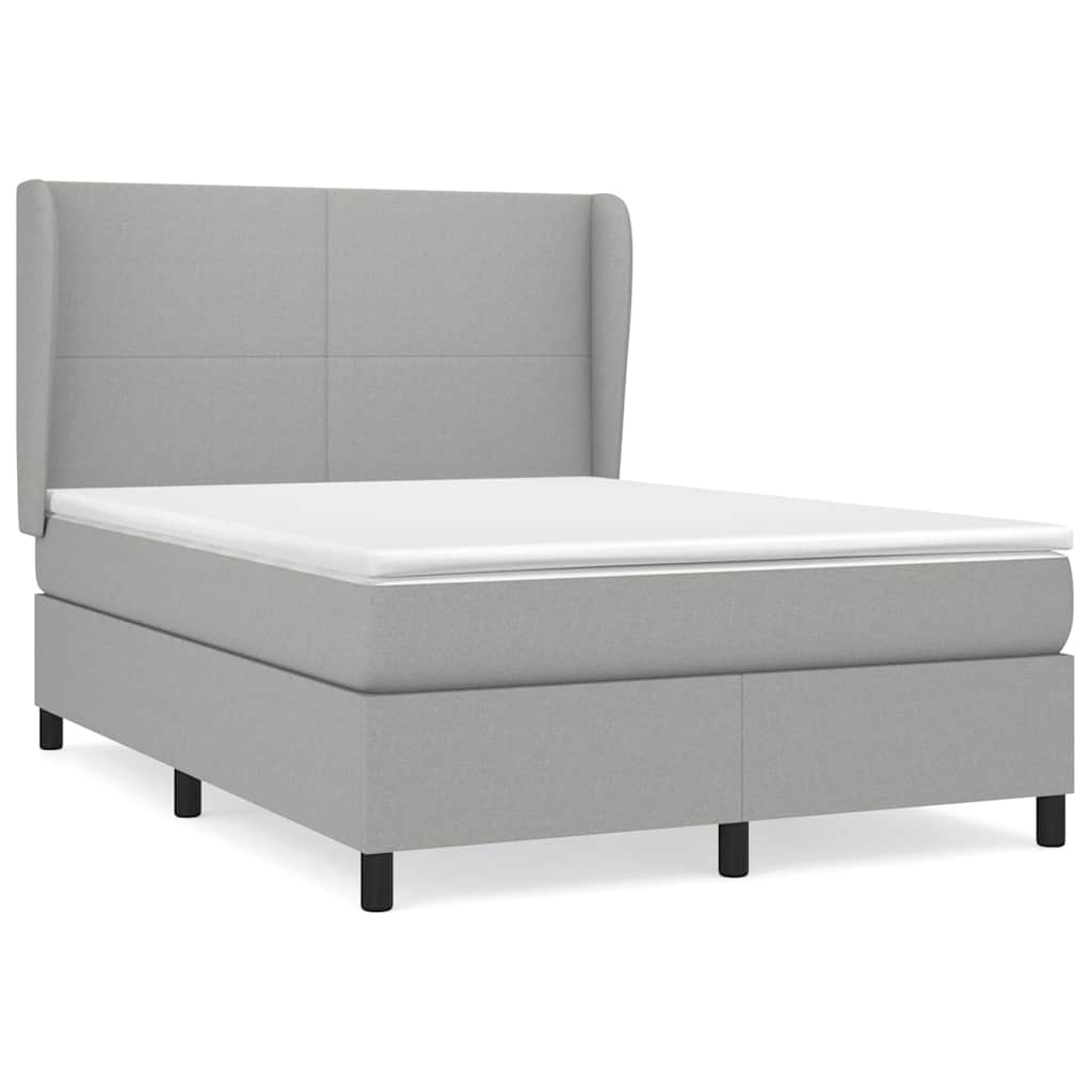 Sommier à lattes de lit avec matelas Gris clair 140x200cm Tissu