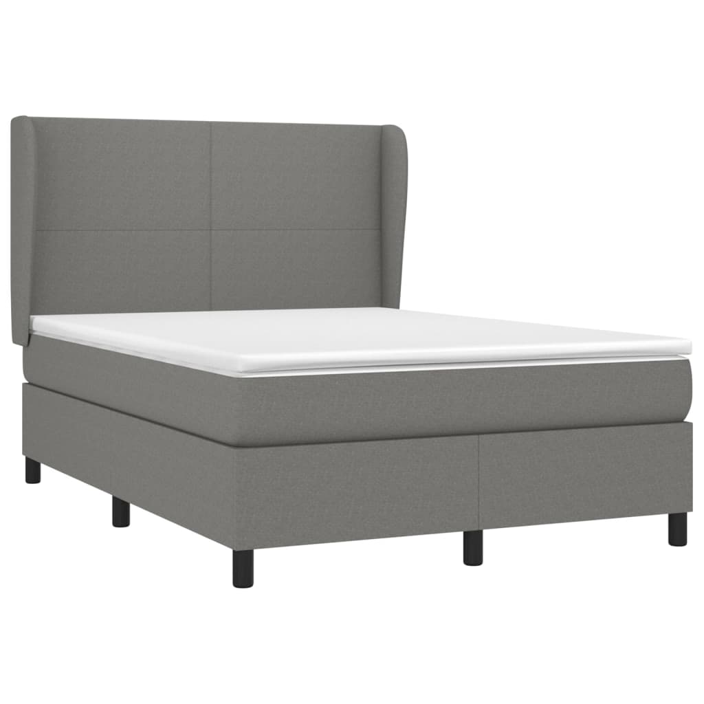 Sommier à lattes de lit avec matelas Gris foncé 140x200cm Tissu