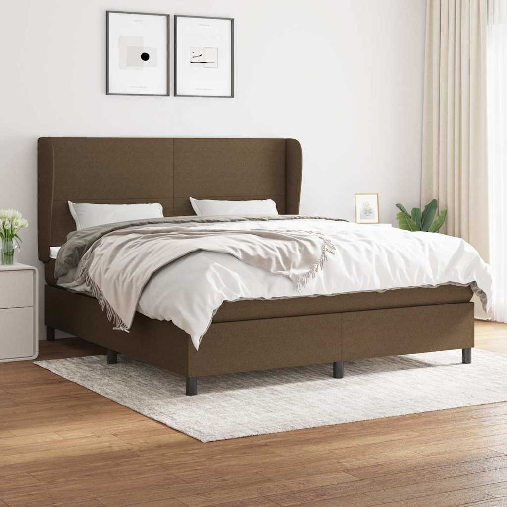 Sommier à lattes de lit avec matelas Marron foncé 160x200 cm