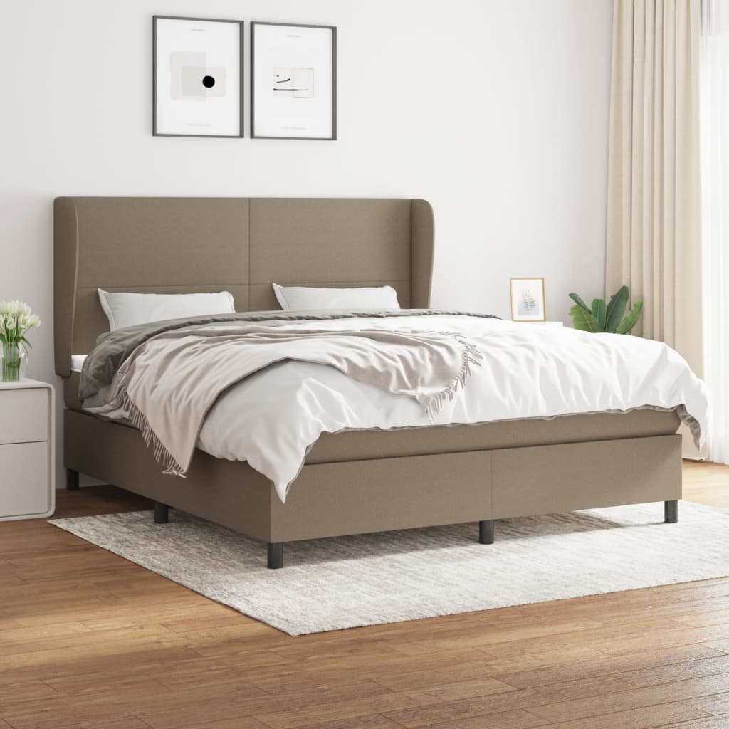 Sommier à lattes de lit avec matelas Taupe 160x200 cm Tissu - XIOS