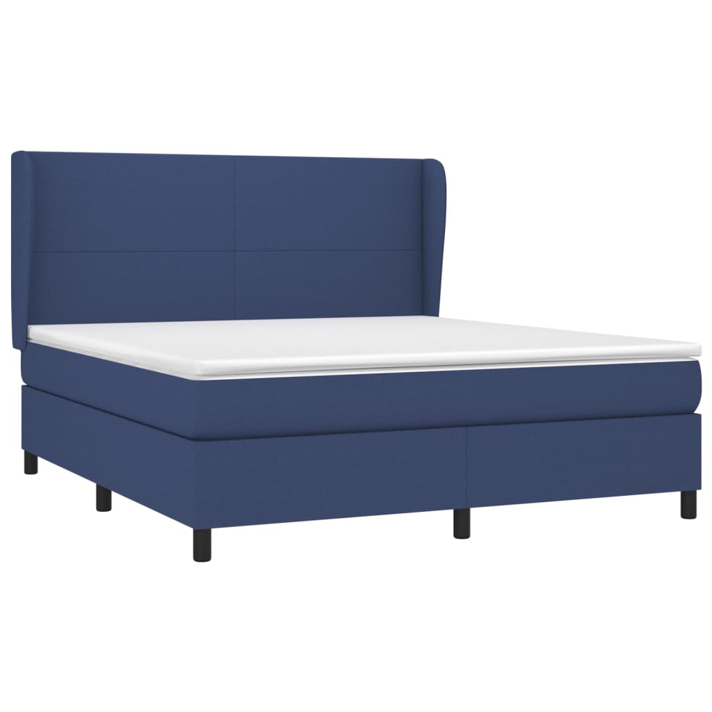 Sommier à lattes de lit avec matelas Bleu 160x200 cm Tissu - XIOS