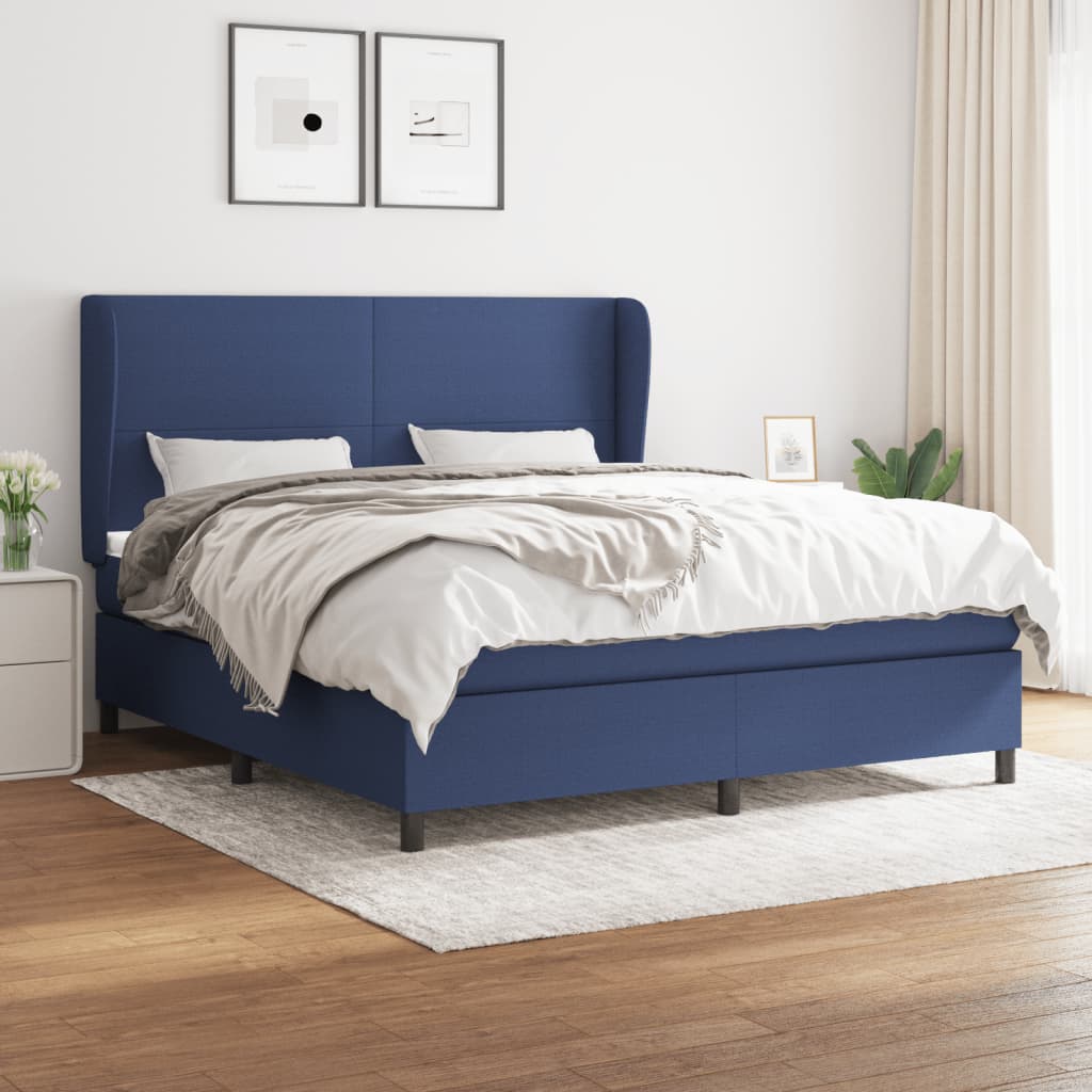 Sommier à lattes de lit avec matelas Bleu 160x200 cm Tissu - XIOS