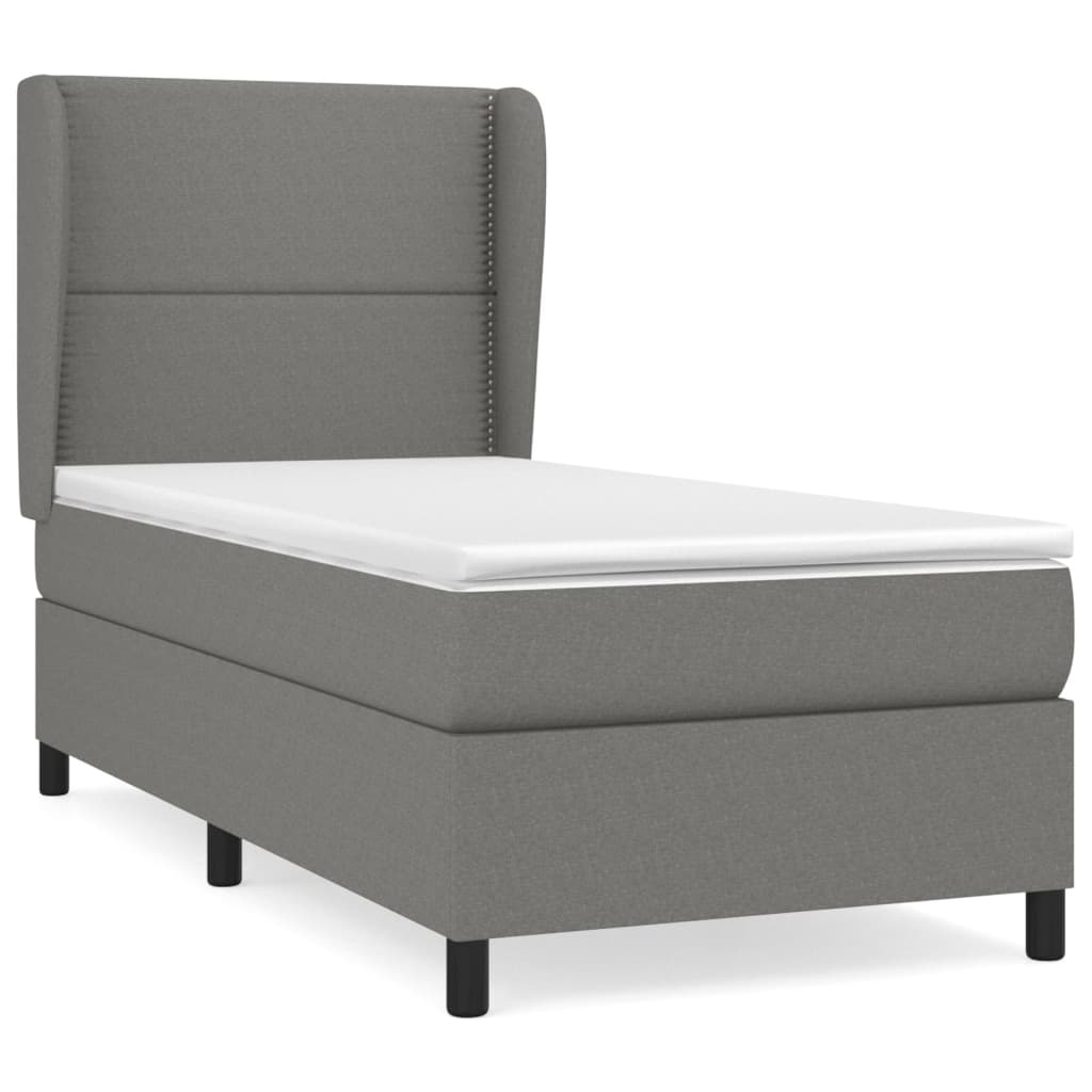 Sommier à lattes de lit avec matelas Gris foncé 90x200 cm Tissu - XIOS