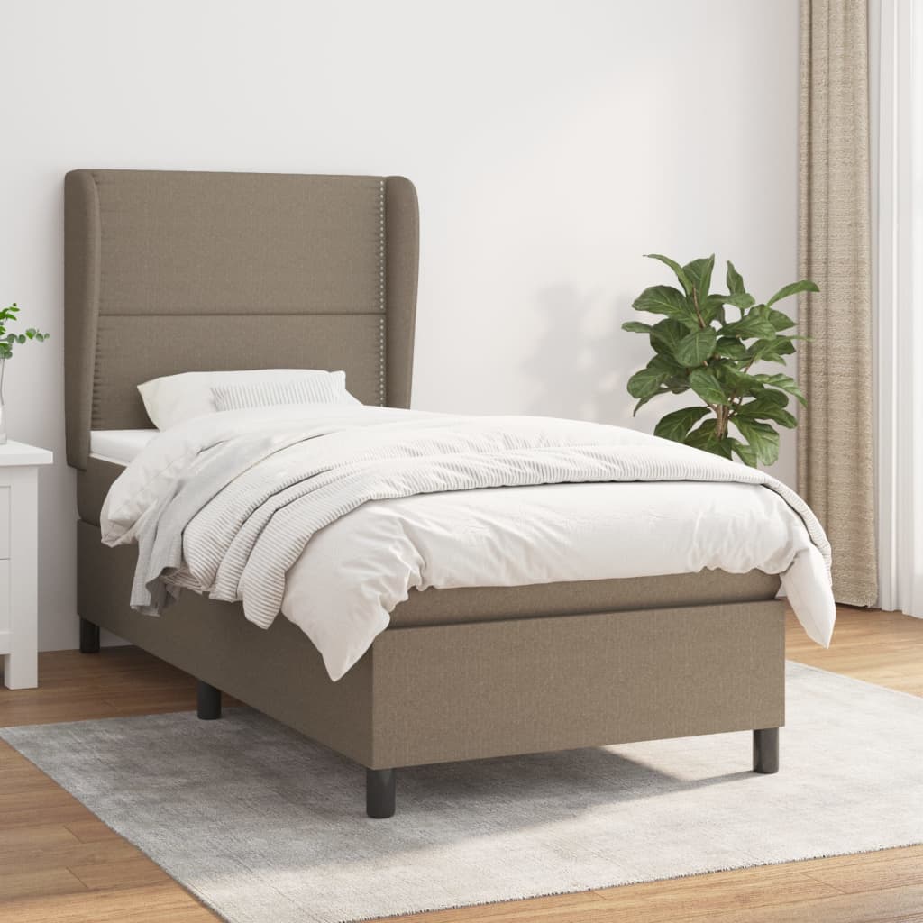 Sommier à lattes de lit avec matelas Taupe 90x200 cm Tissu - XIOS