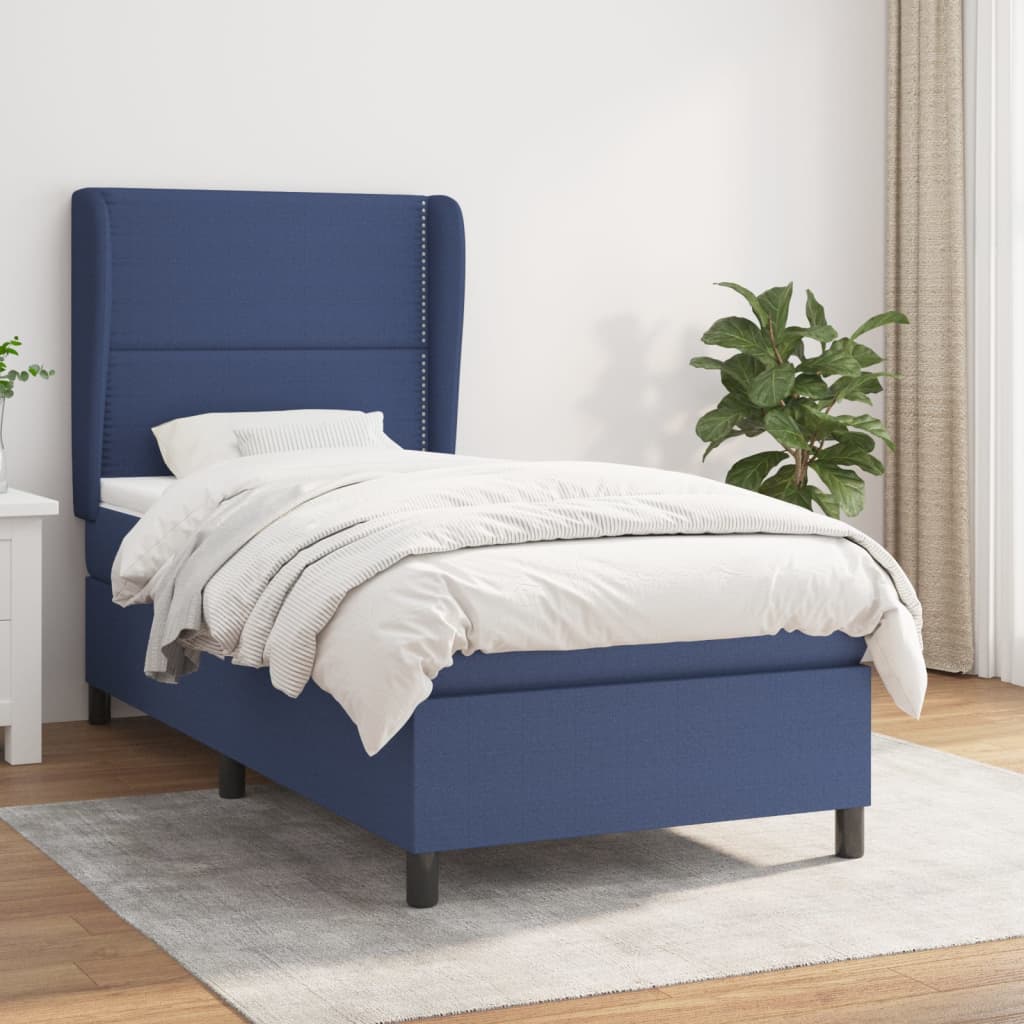 Sommier à lattes de lit avec matelas Bleu 90x200 cm Tissu - XIOS