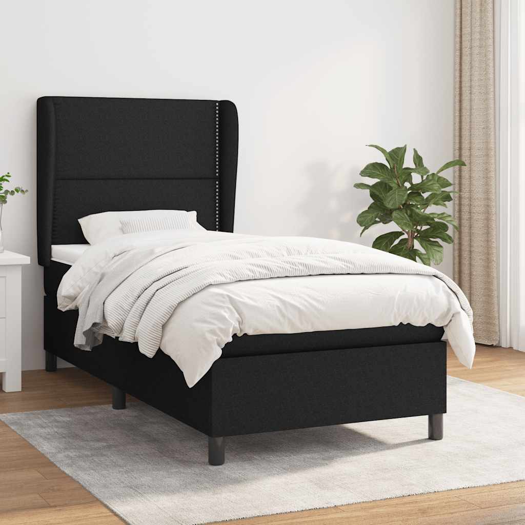 Sommier à lattes de lit avec matelas Noir 100x200 cm Tissu - XIOS