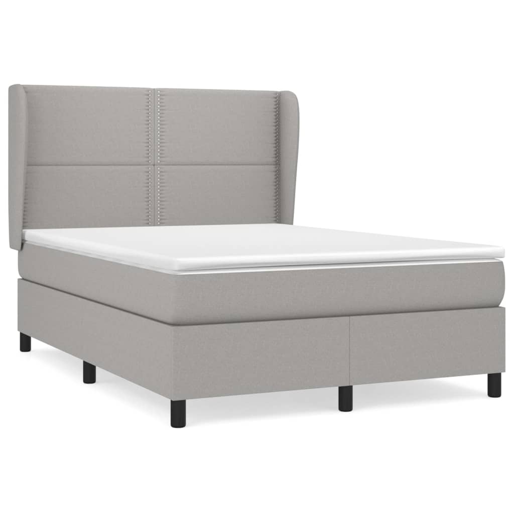 Sommier à lattes de lit avec matelas Gris clair 140x190cm Tissu - XIOS