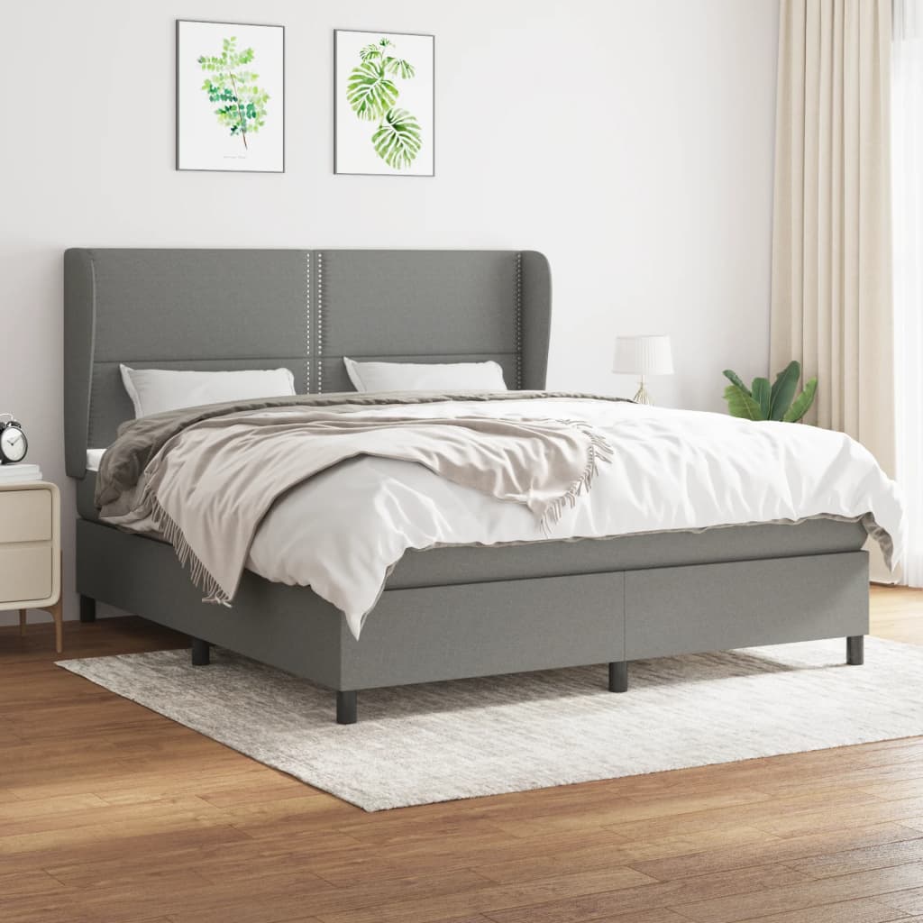Sommier à lattes de lit avec matelas Gris foncé 180x200cm Tissu - XIOS