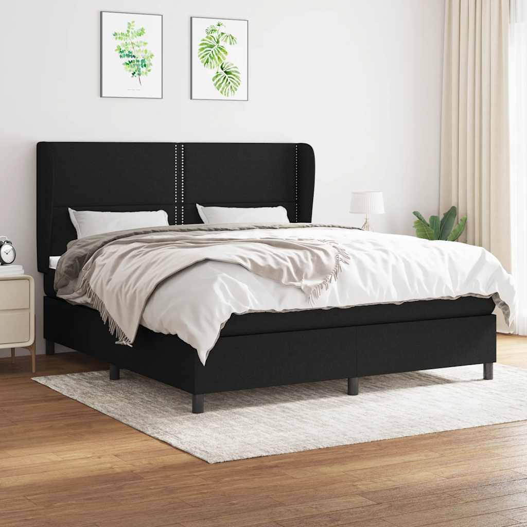 Sommier à lattes de lit avec matelas Noir 180x200 cm Tissu - XIOS