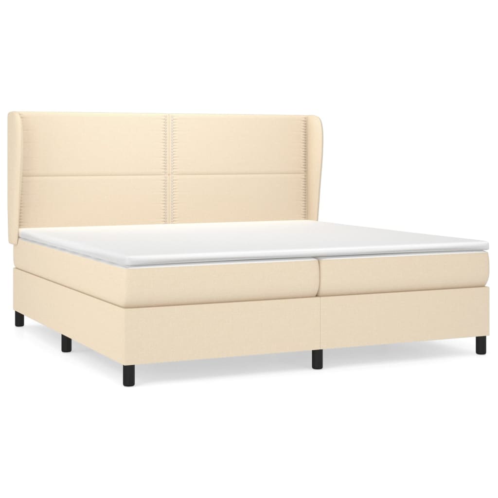 Sommier à lattes de lit avec matelas Crème 200x200 cm Tissu - XIOS