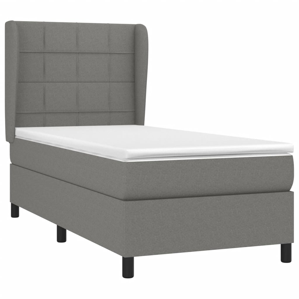 Sommier à lattes de lit et matelas Gris foncé 90x190 cm Tissu - XIOS