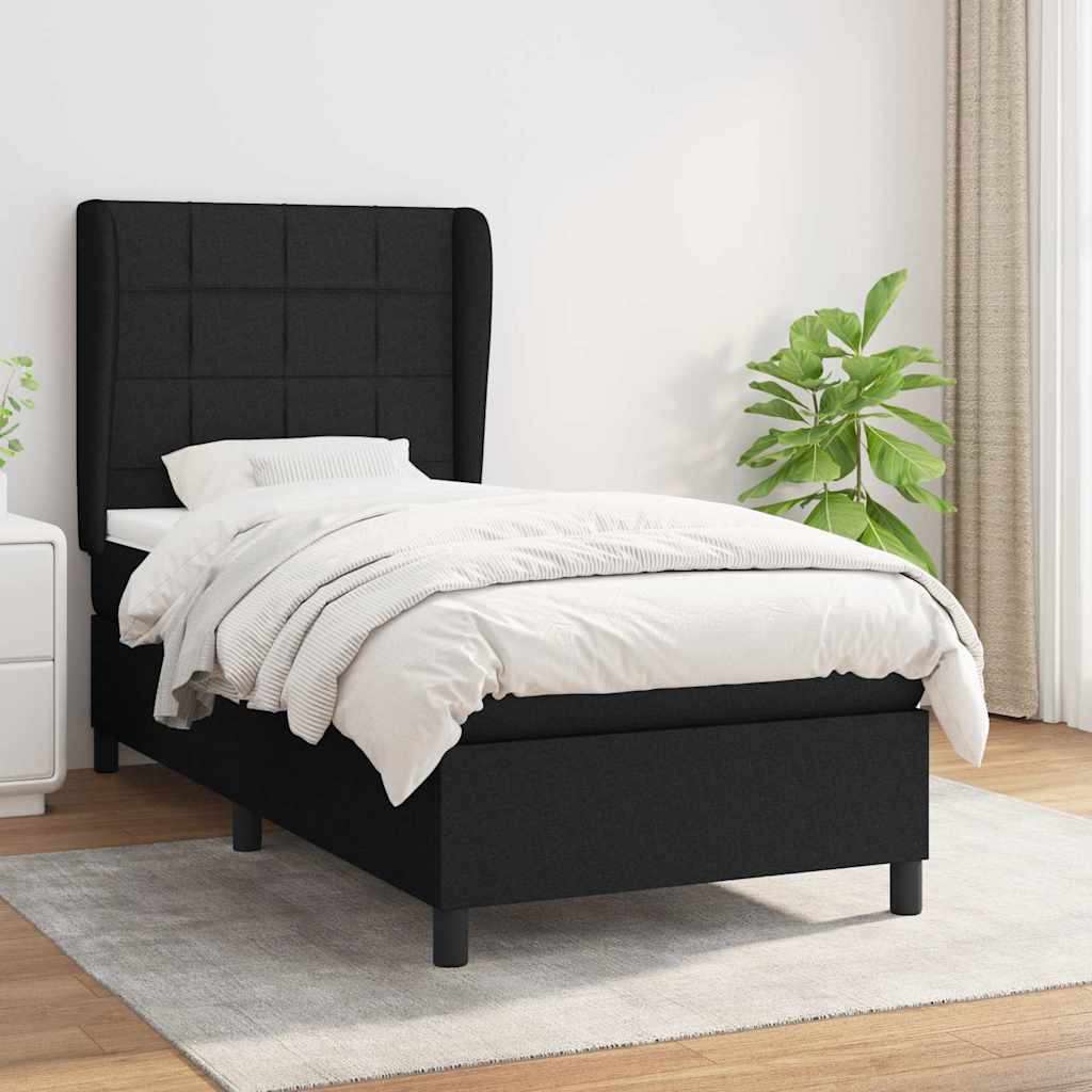 Sommier à lattes de lit avec matelas Noir 90x190 cm Tissu - XIOS
