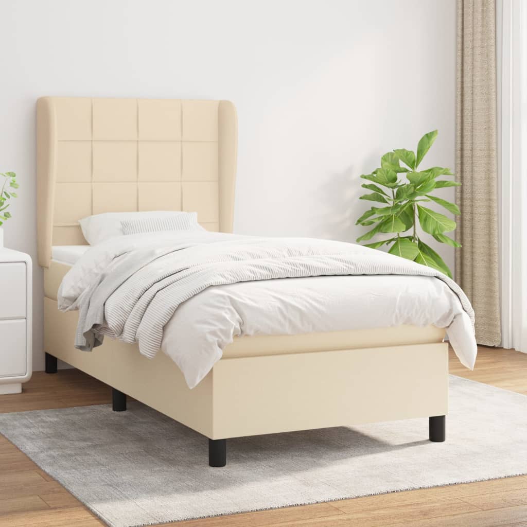 Sommier à lattes de lit et matelas Crème 90x190 cm Tissu - XIOS