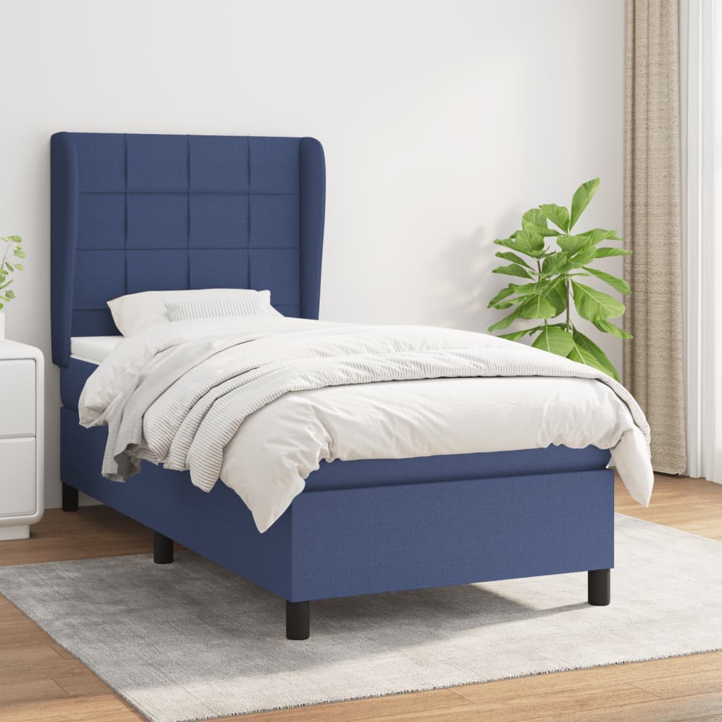 Sommier à lattes de lit avec matelas Bleu 90x190 cm Tissu - XIOS
