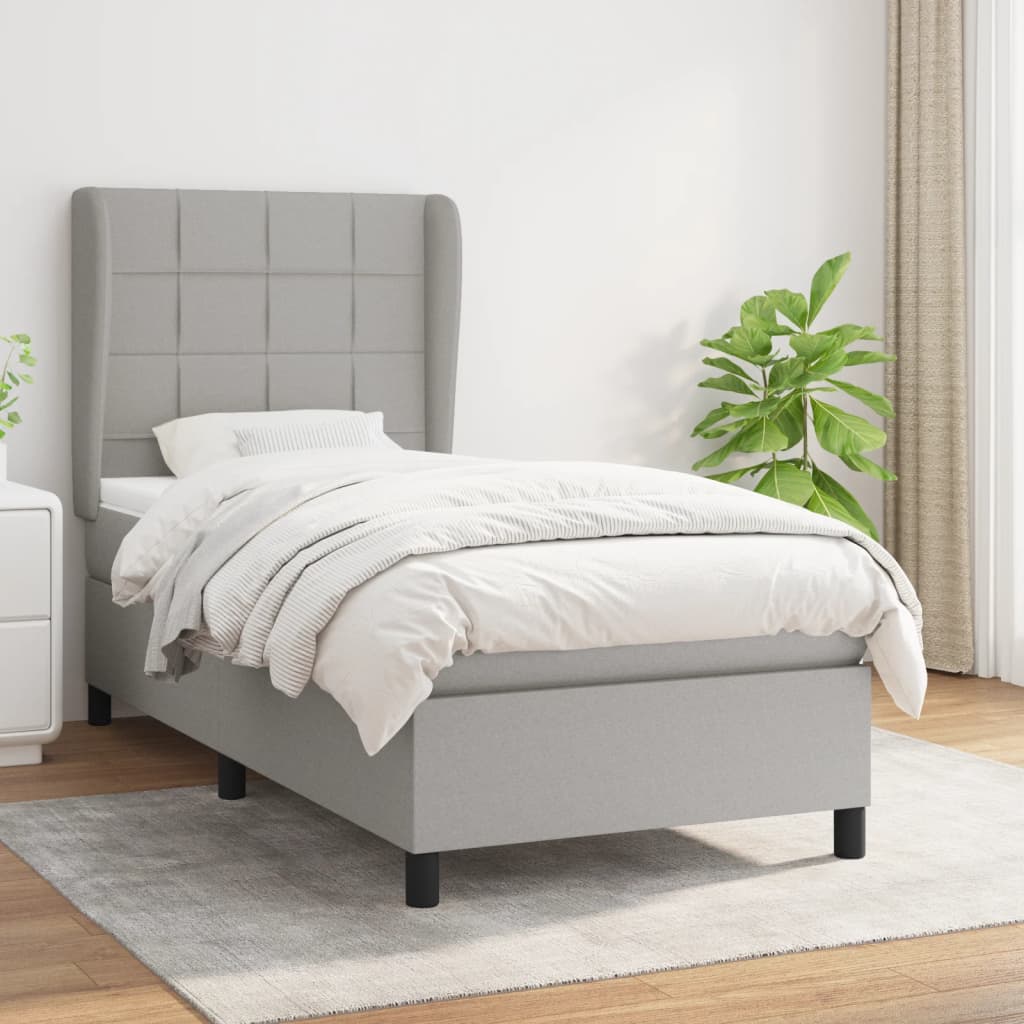 Sommier à lattes de lit avec matelas Gris clair 90x200 cm Tissu - XIOS