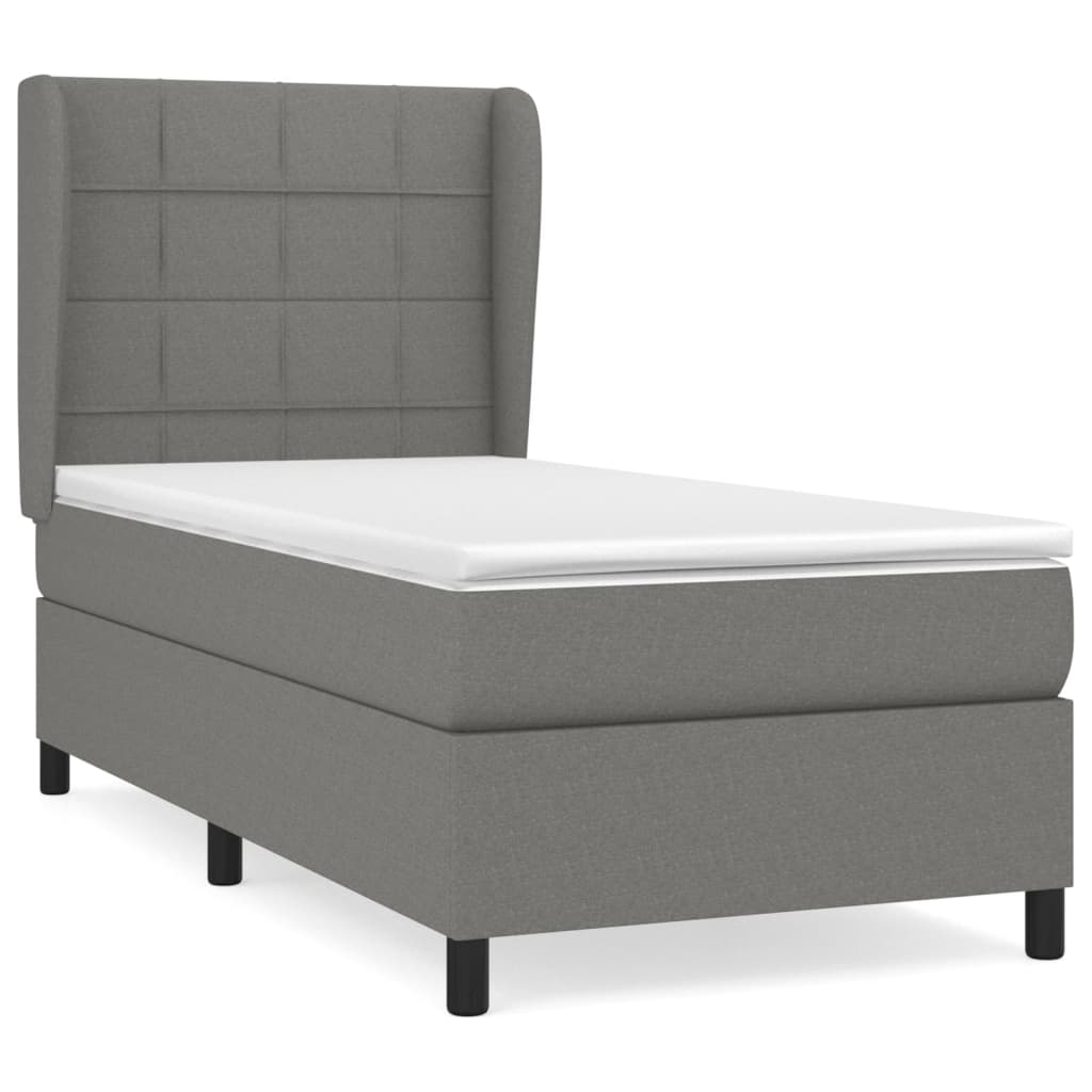 Sommier à lattes de lit avec matelas Gris foncé 90x200 cm Tissu - XIOS