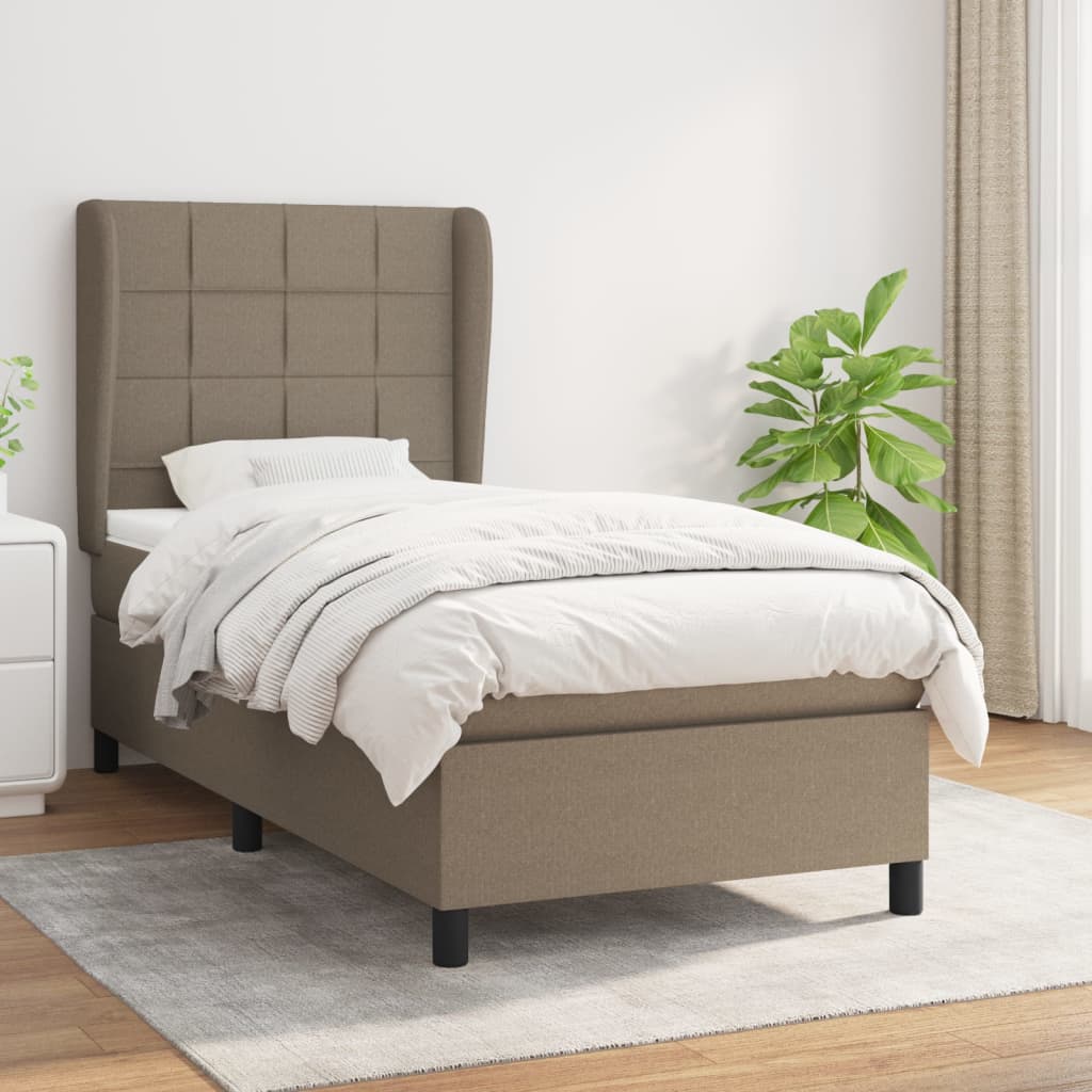 Sommier à lattes de lit avec matelas Taupe 90x200 cm Tissu - XIOS