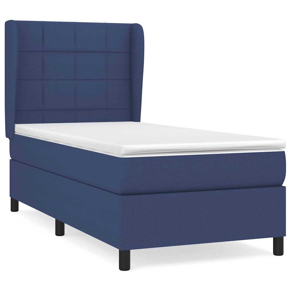 Sommier à lattes de lit avec matelas Bleu 90x200 cm Tissu