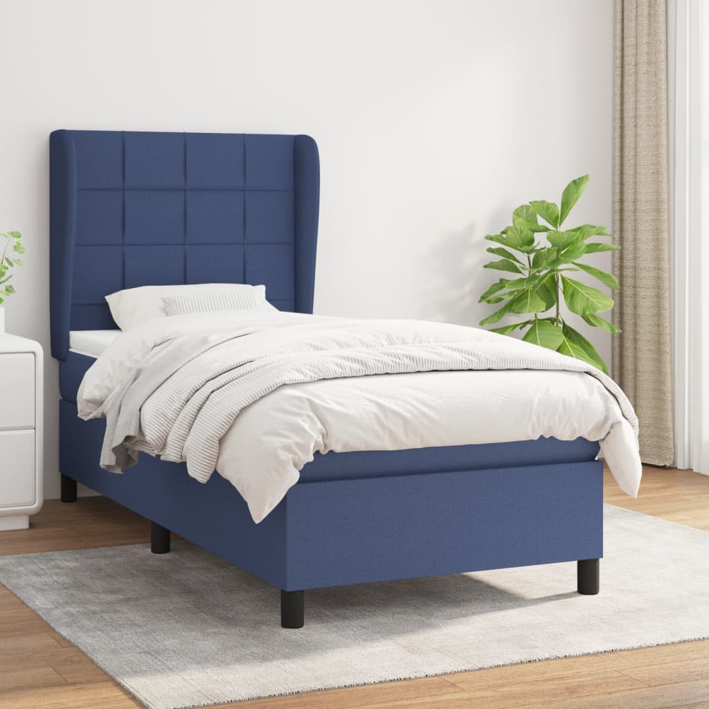 Sommier à lattes de lit avec matelas Bleu 90x200 cm Tissu - XIOS