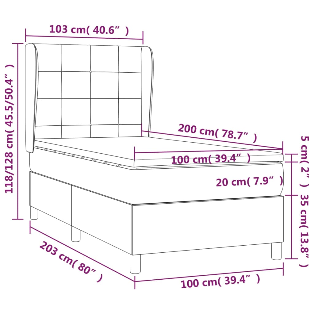 Sommier à lattes de lit avec matelas Gris foncé 100x200cm Tissu - XIOS