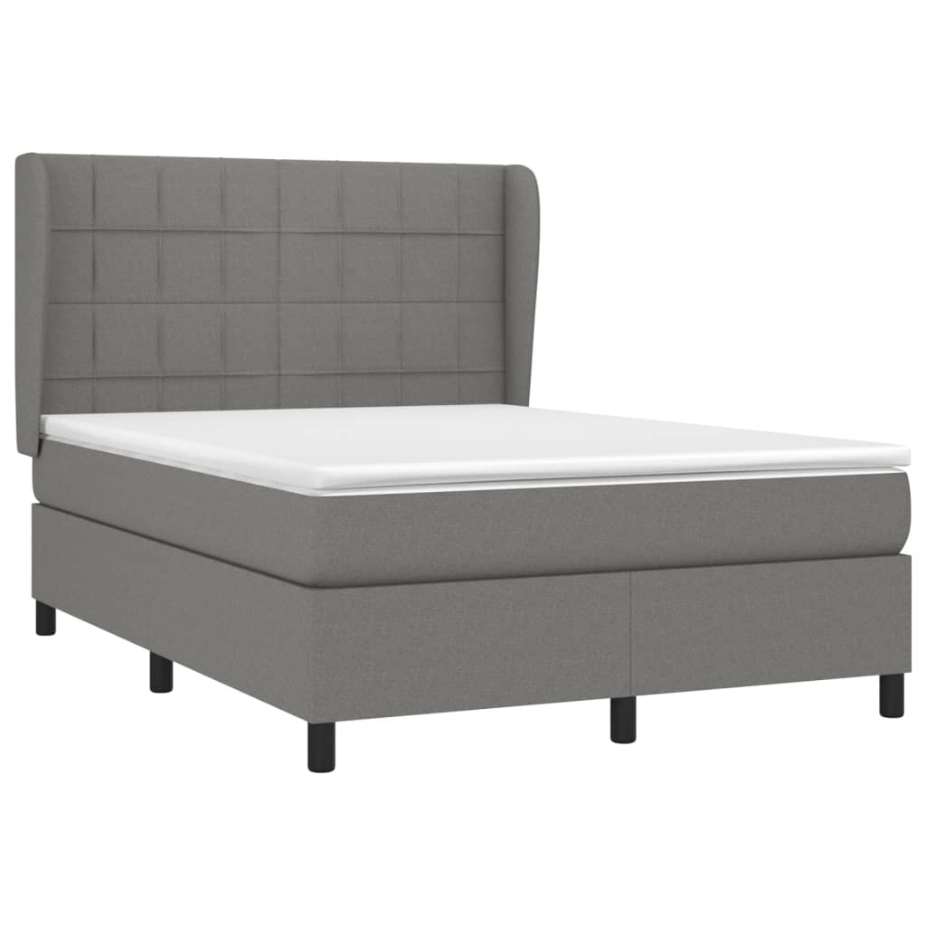 Sommier à lattes de lit avec matelas Gris foncé 140x190cm Tissu - XIOS