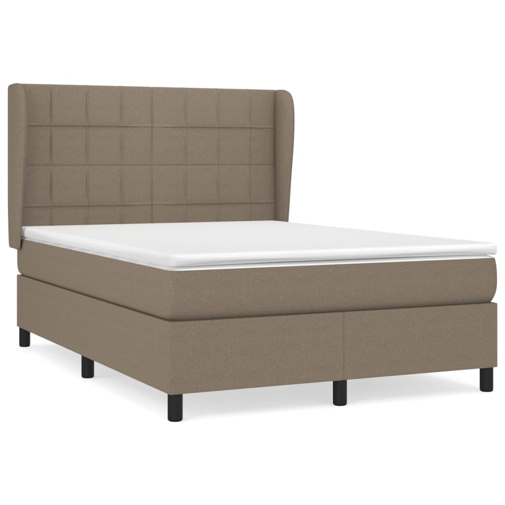 Sommier à lattes de lit avec matelas Taupe 140x190 cm Tissu - XIOS
