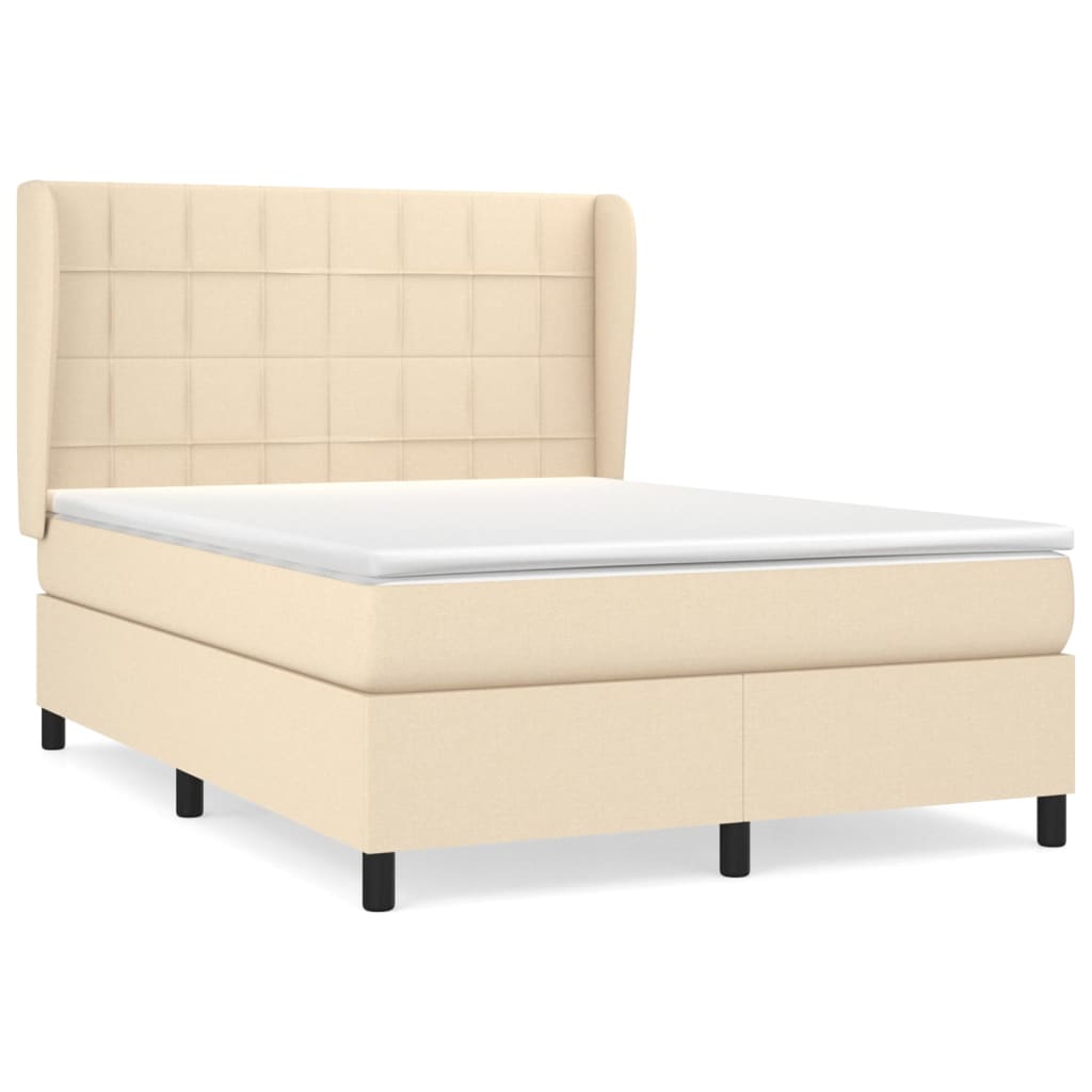Sommier à lattes de lit avec matelas Crème 140x190 cm Tissu