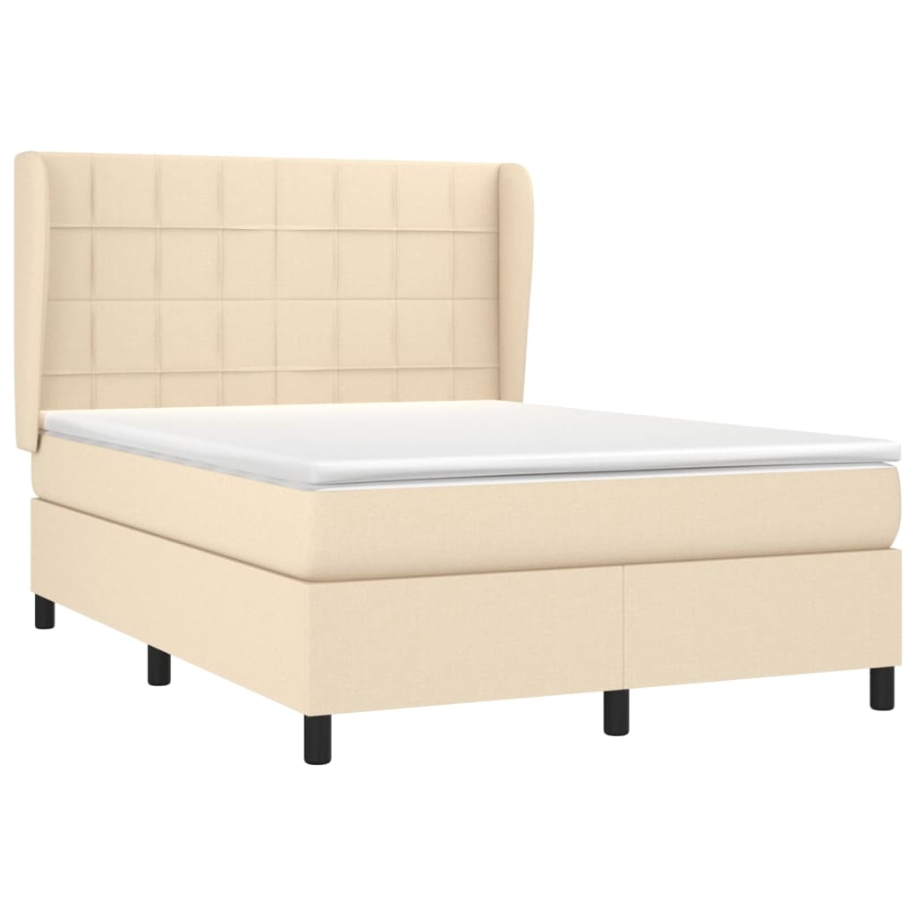 Sommier à lattes de lit avec matelas Crème 140x190 cm Tissu