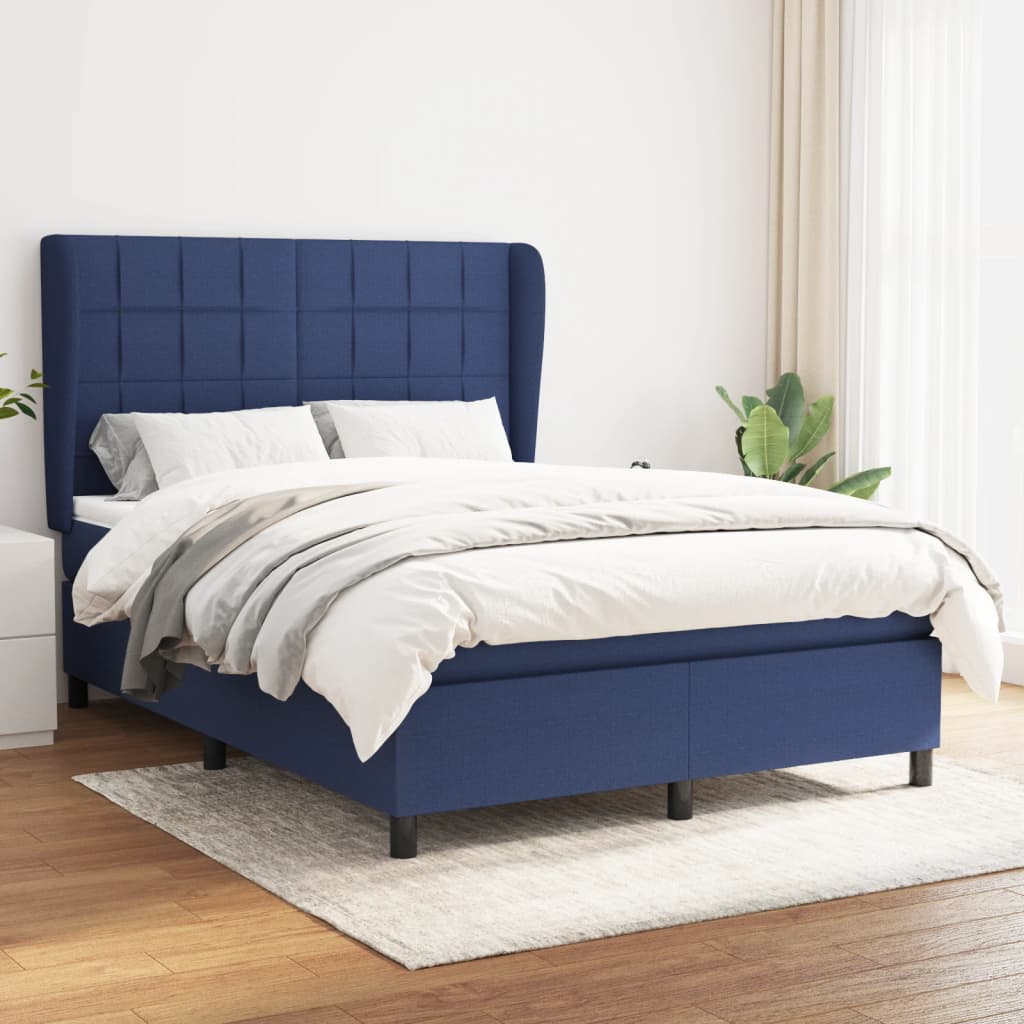 Sommier à lattes de lit avec matelas Bleu 140x190 cm Tissu - XIOS
