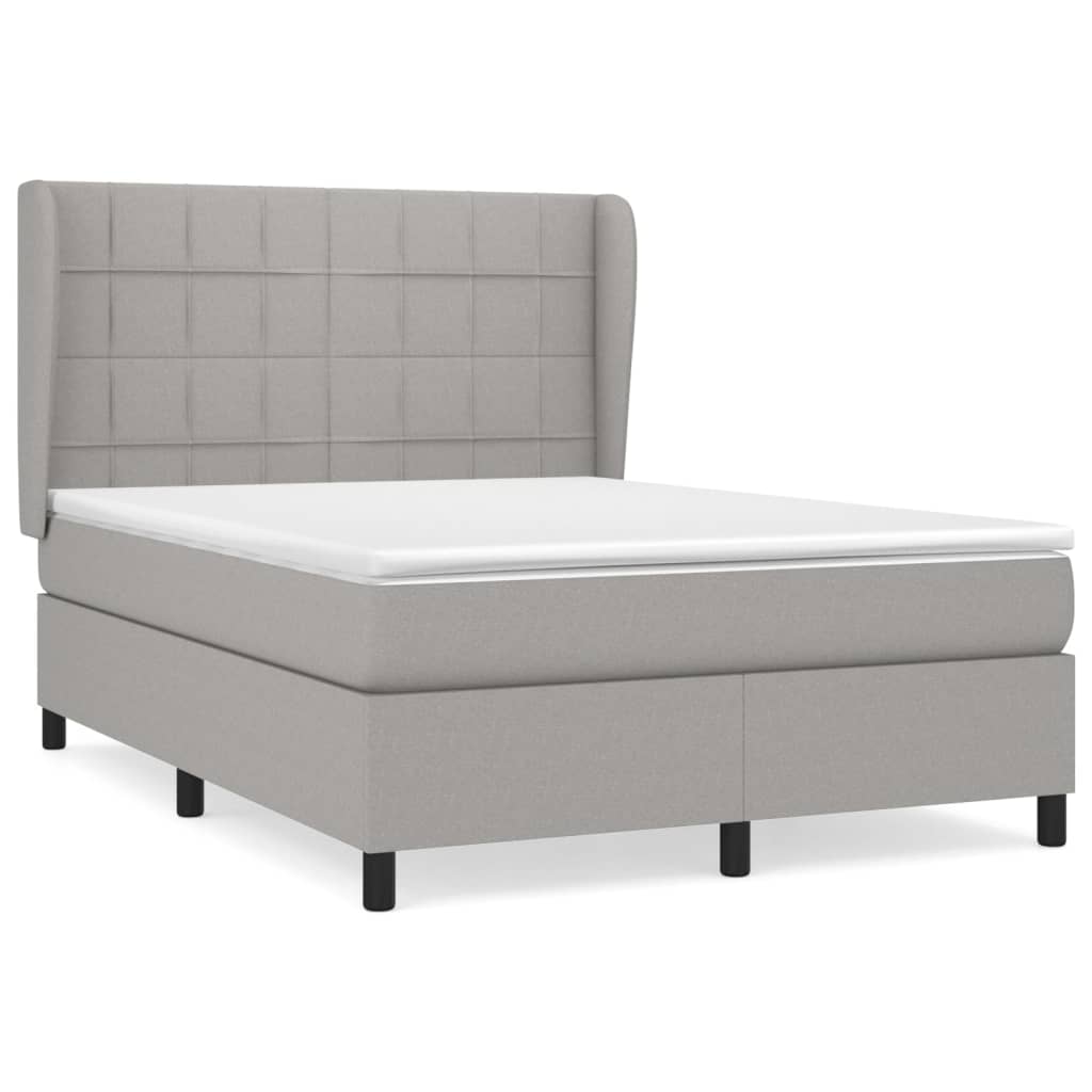 Sommier à lattes de lit avec matelas Gris clair 140x200cm Tissu - XIOS