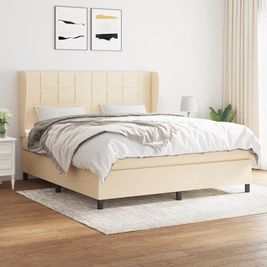 Sommier à lattes de lit avec matelas Crème 160x200 cm Tissu - XIOS