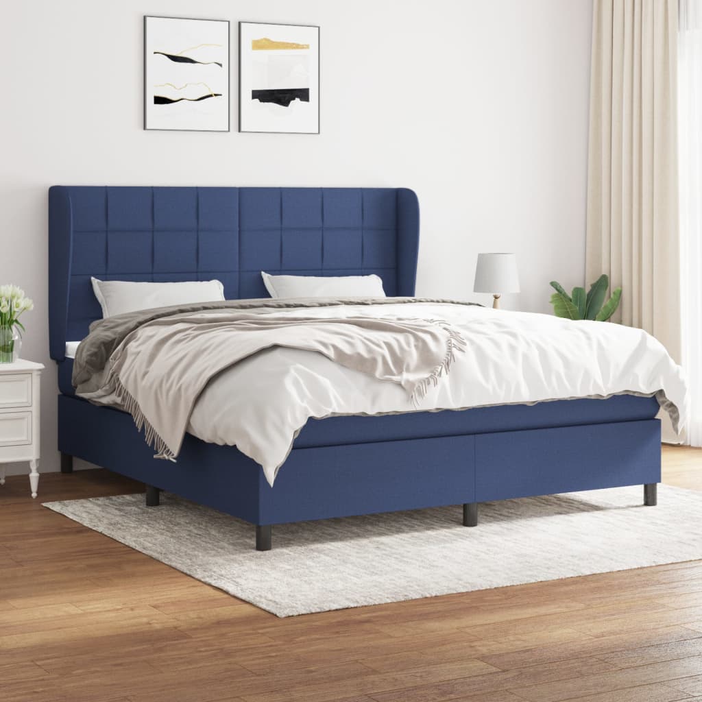 Sommier à lattes de lit avec matelas Bleu 160x200 cm Tissu - XIOS