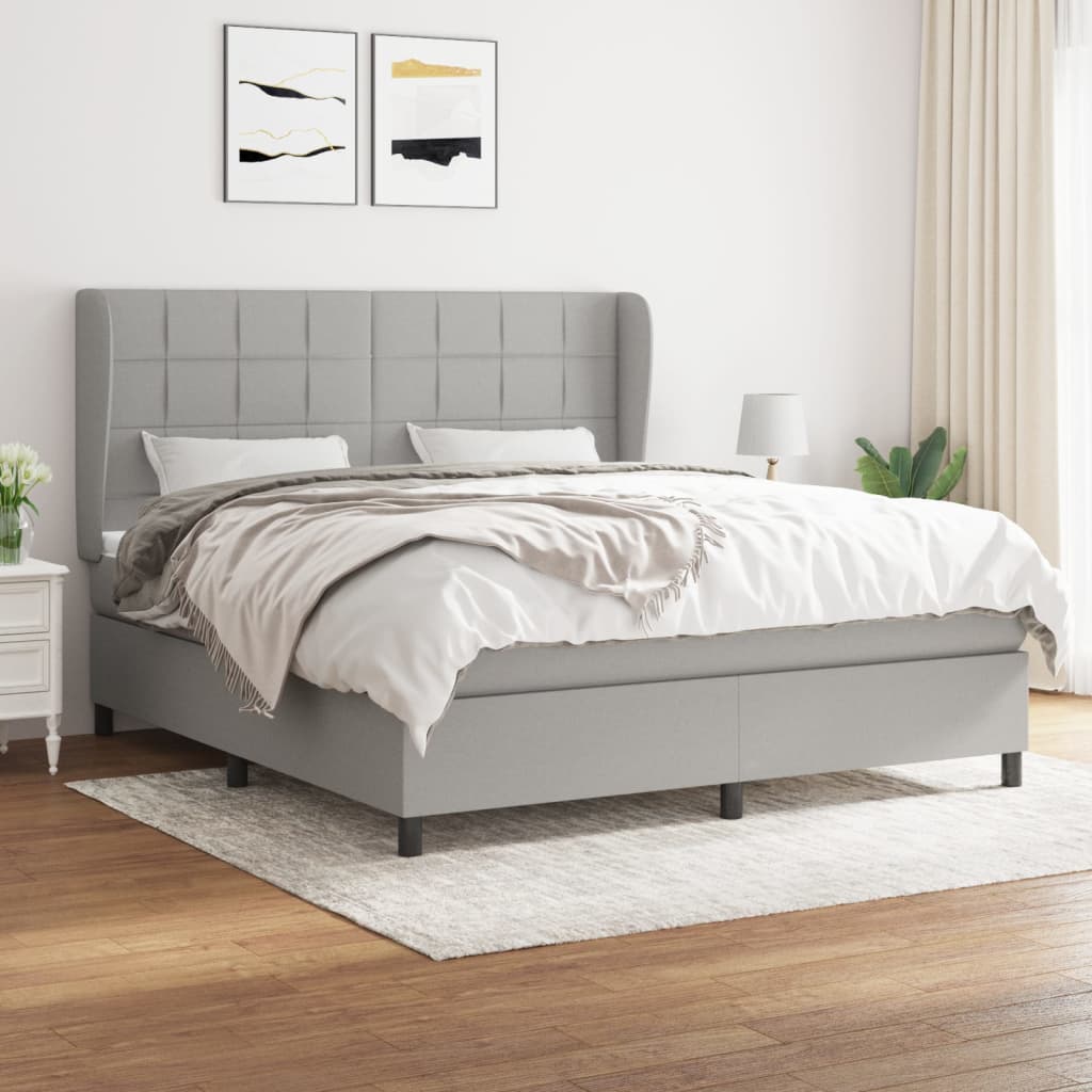 Sommier à lattes de lit avec matelas Gris clair 180x200cm Tissu - XIOS