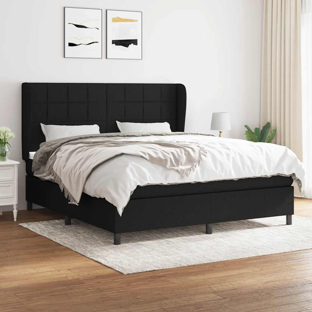 Sommier à lattes de lit avec matelas Noir 180x200 cm Tissu - XIOS