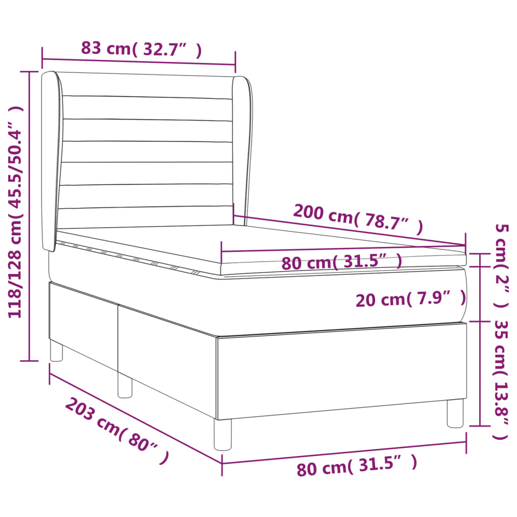 Sommier à lattes de lit avec matelas Marron foncé 80x200 cm - XIOS