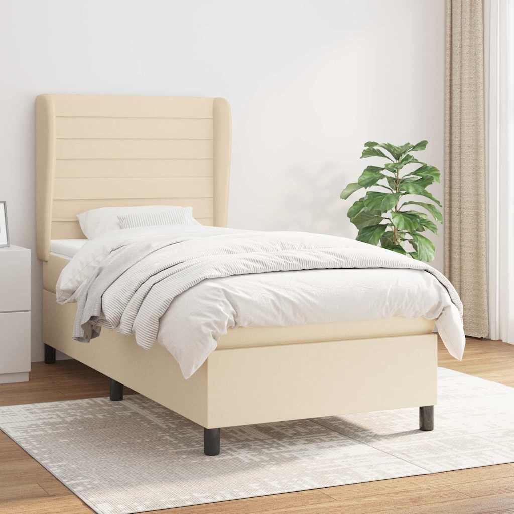 Sommier à lattes de lit avec matelas Crème 80x200 cm Tissu