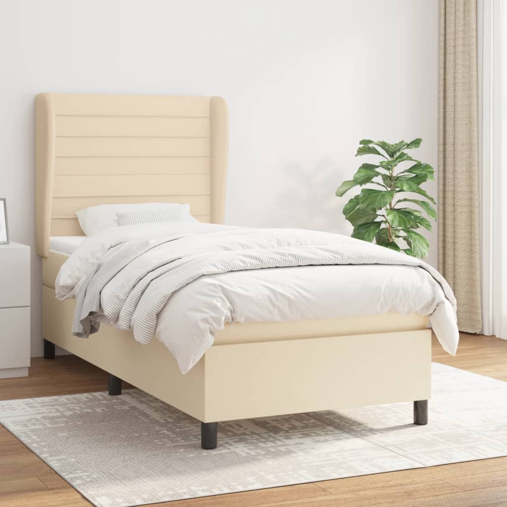 Sommier à lattes de lit avec matelas Crème 90x200 cm Tissu - XIOS