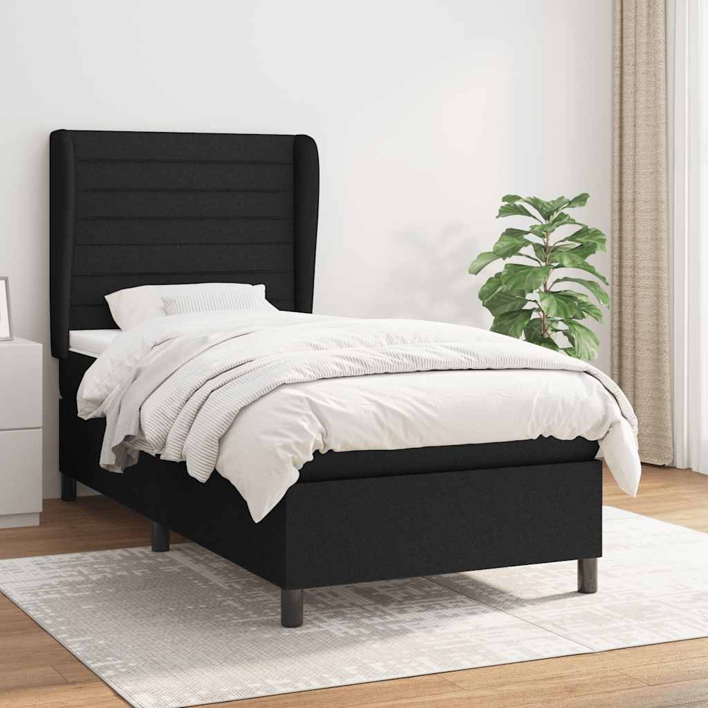 Sommier à lattes de lit avec matelas Noir 100x200 cm Tissu - XIOS