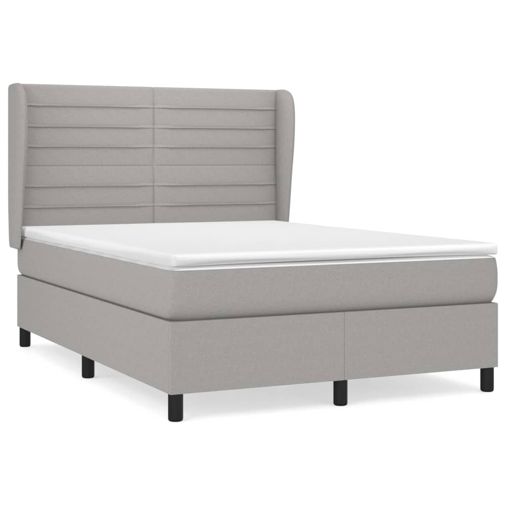 Sommier à lattes de lit avec matelas Gris clair 140x200cm Tissu - XIOS