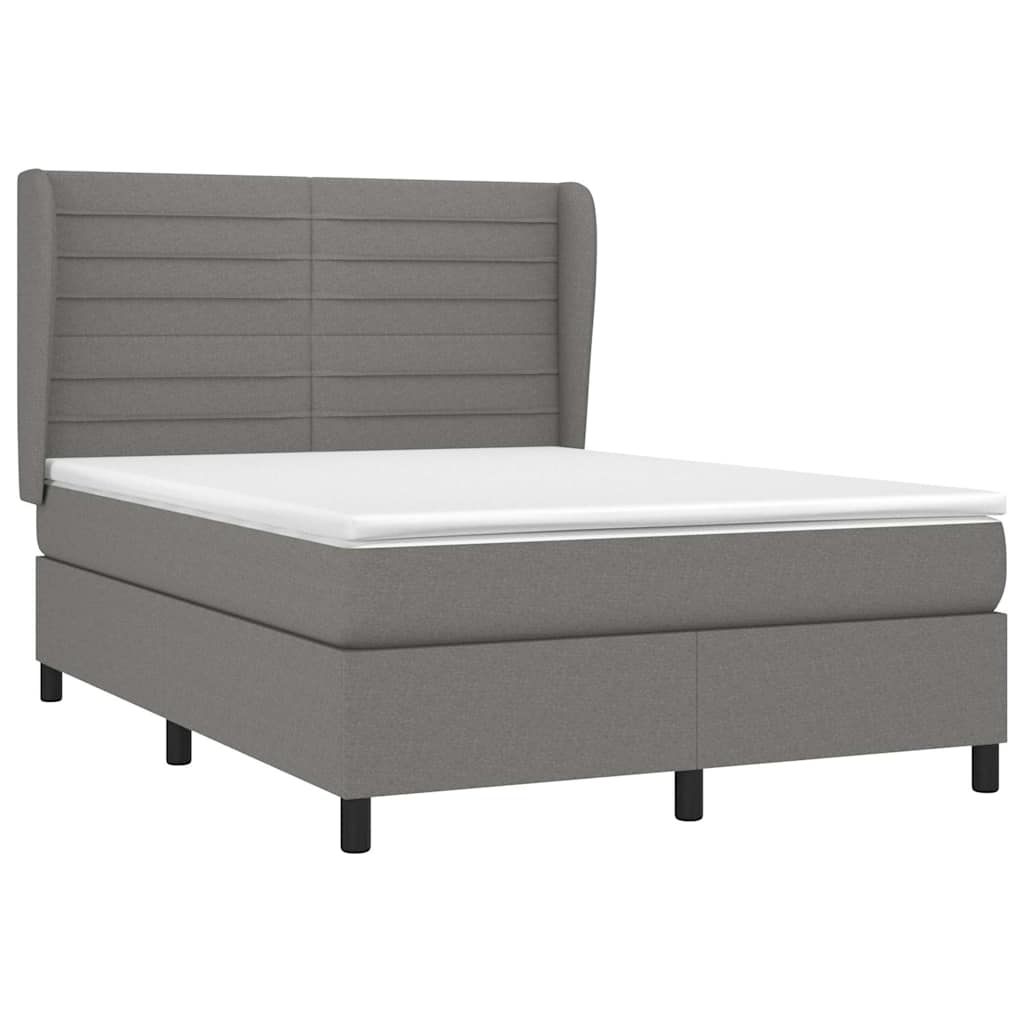 Sommier à lattes de lit avec matelas Gris foncé 140x200cm Tissu