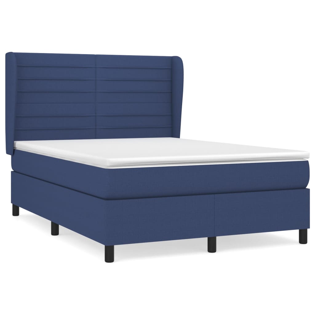 Sommier à lattes de lit avec matelas Bleu 140x200 cm Tissu