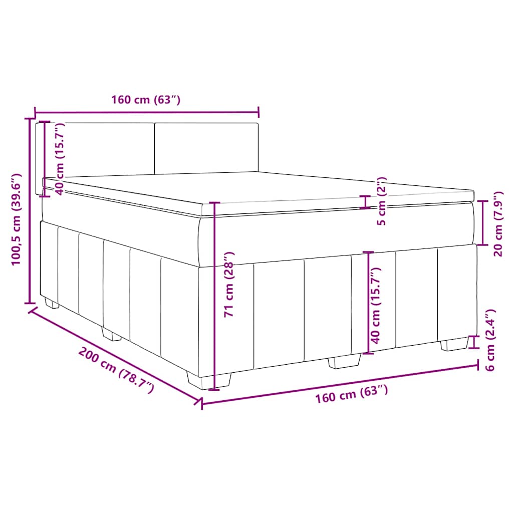 Sommier à lattes de lit avec matelas Taupe 160x200 cm Tissu