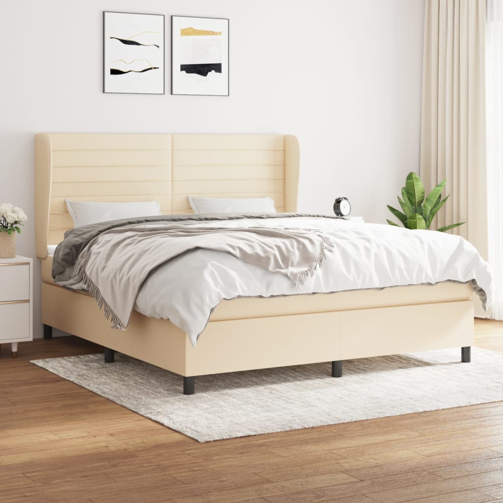 Sommier à lattes de lit avec matelas Crème 160x200 cm Tissu - XIOS