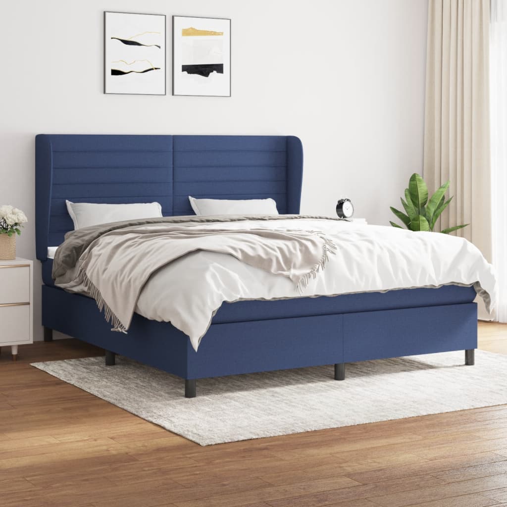 Sommier à lattes de lit avec matelas Bleu 160x200 cm Tissu - XIOS