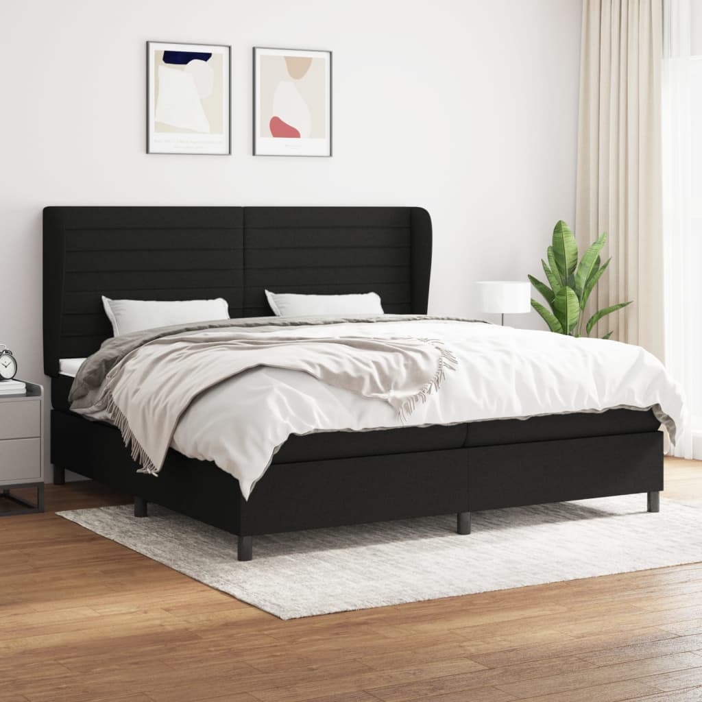 Sommier à lattes de lit avec matelas Noir 200x200 cm Tissu - XIOS